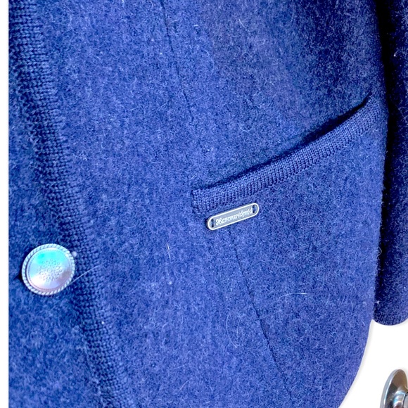 Hammerschmid 100% wool blue cardigan w/ front pockets made in Germany size 18 - Picture 2 of 5